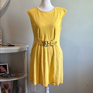 [New York & Company] Yellow Belted Dress - Size Medium